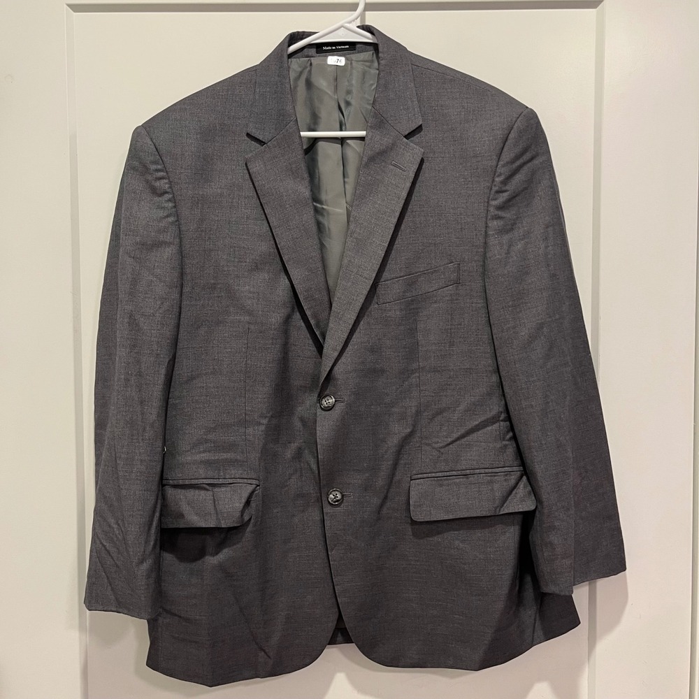 Pronto Uomo Mens 42 Short Gray Two Button Wool Blend Suit Blazer Jacket